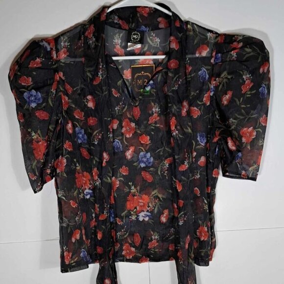 Blouse Women's Floral Multi-Color M2 By Mocha Apparel Size‎ Large - Picture 3 of 13